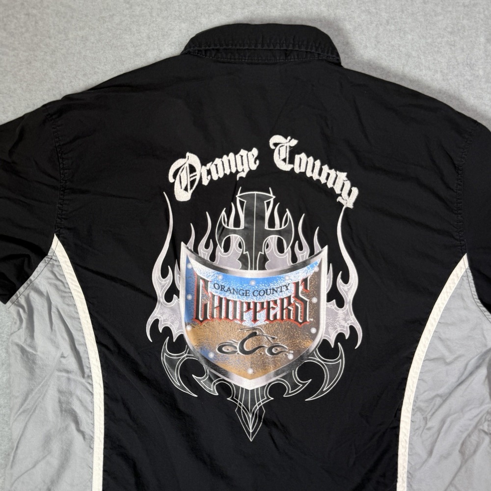 Vintage Orange County Choppers Mens XL Garage Shirt Black Button Up Bowler Biker - Picture 3 of 9